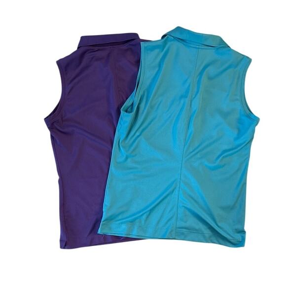 Nike Golf Dri-Fit Women’s L Sleeveless Polo Lot of 2 Teal & Purple - Picture 2 of 6